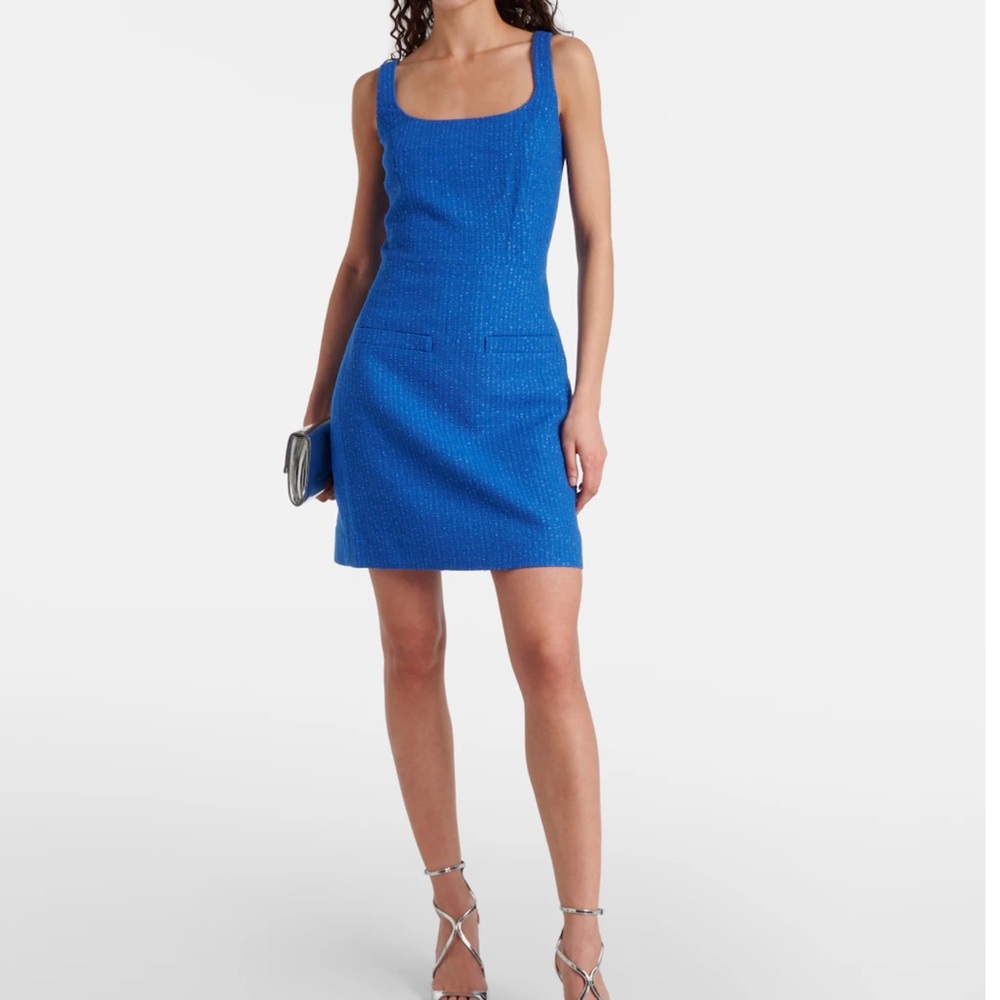 Veronica Beard Sabra Tweed Mini Dress Size 12 Women Cotton Blend In Cobalt Blue